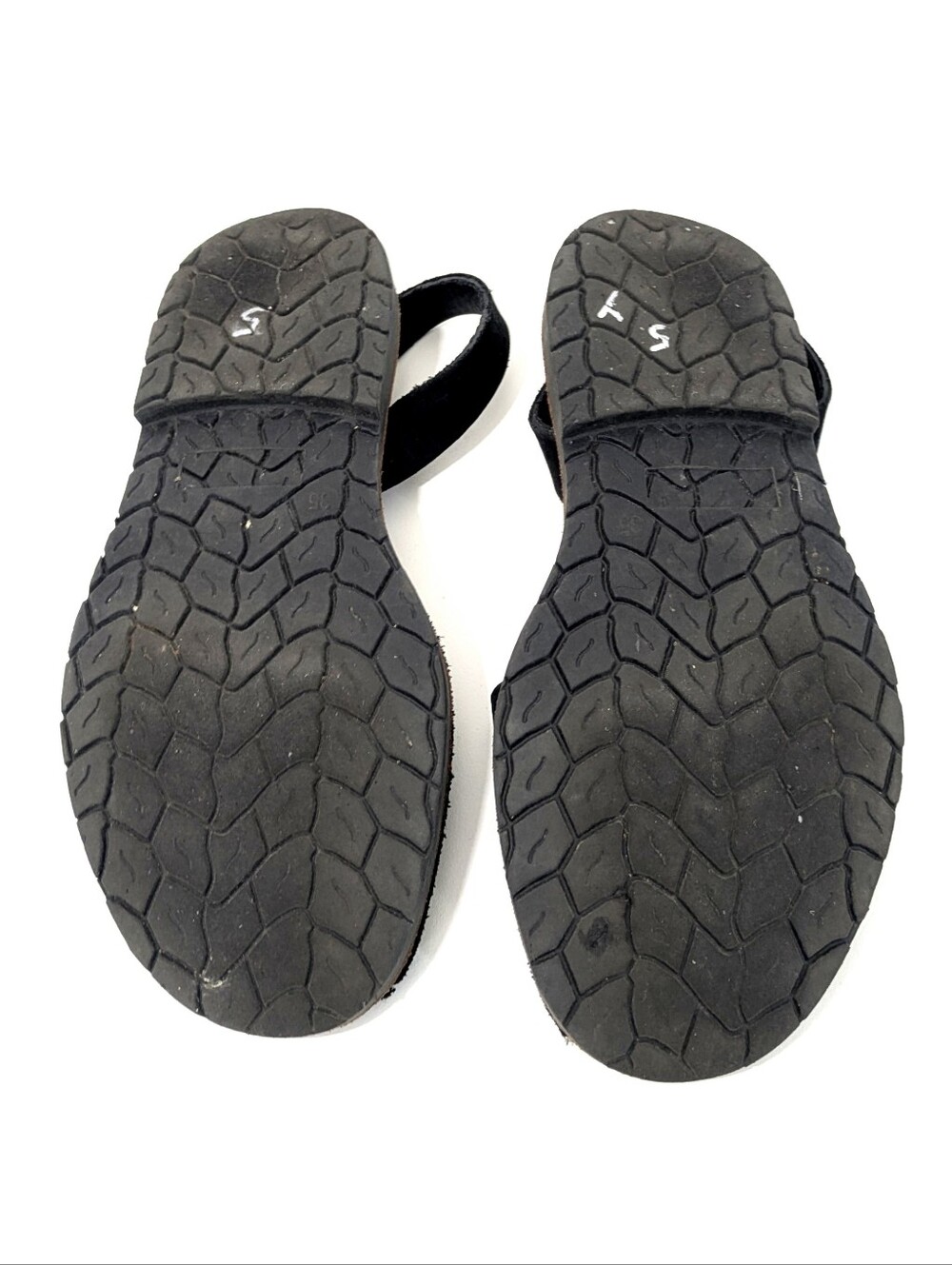Calaxini Verano Peep Toe Black Leather Sandals - Size 35 Euro - Picture 7 of 7